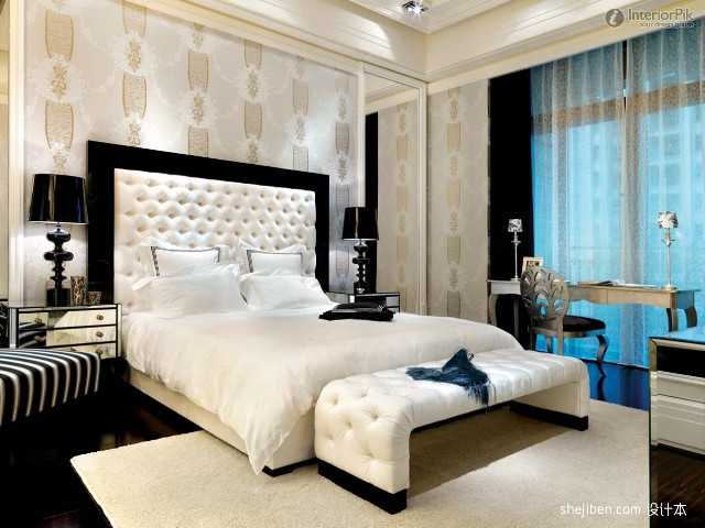 Bedroom large bed white rug free wallpaper - medium preview image