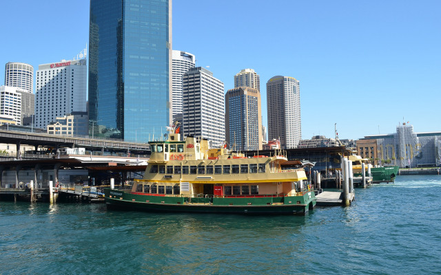 Ferry boat docked water city #2 free wallpaper - medium preview image