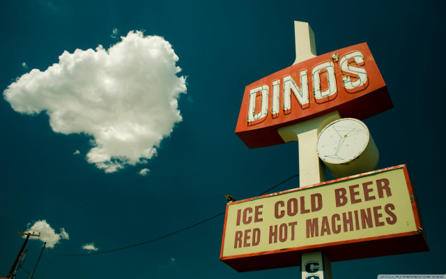 Restaurant sign clock cloud dinos free wallpaper - medium preview image