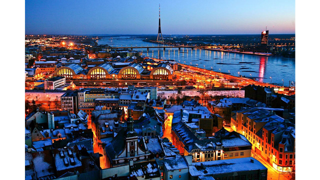 City night buildings lights bridge free wallpaper - medium preview image