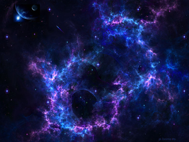Space cluster blackhole aurora moon free wallpaper - medium preview image