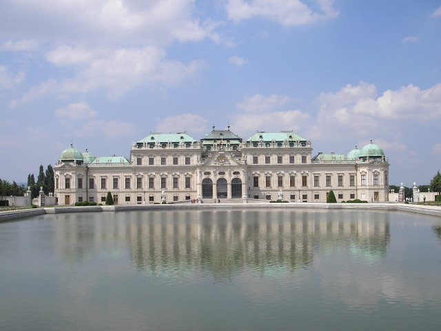 Large building pond sky clouds free wallpaper - medium preview image