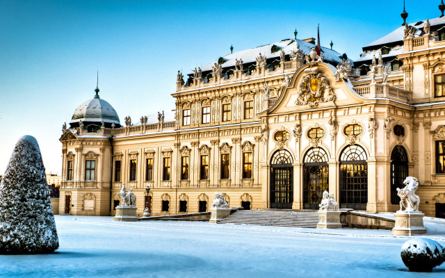 Large building snow tree ground free wallpaper - medium preview image