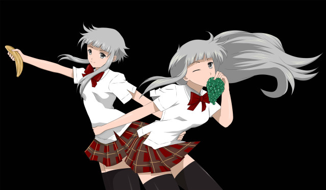 Anime girls banana peel red free wallpaper - medium preview image