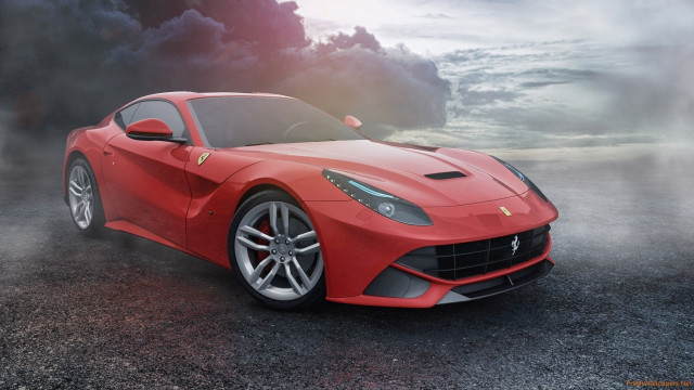 Red sports car smoke parking free wallpaper - medium preview image