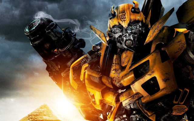 Yellow black robot pyramid smoke free wallpaper - medium preview image