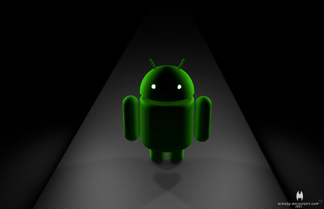 Green android character dark spotlight free wallpaper - medium preview image