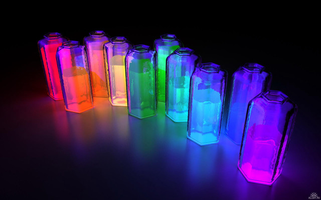 Bottles colorful light table black free wallpaper - medium preview image