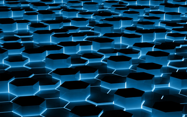 Blue black hexagonals large group free wallpaper - medium preview image