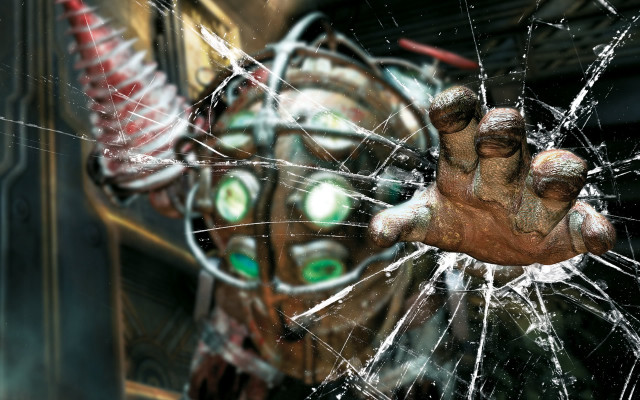 Broken glass window hand green free wallpaper - medium preview image