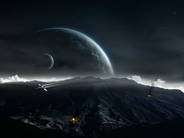 Space station mountain range night #2 free wallpaper - medium preview image