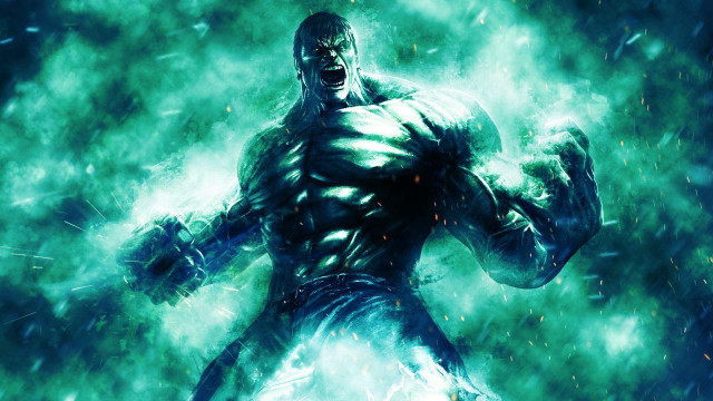 Green suit man fist glowing free wallpaper - medium preview image
