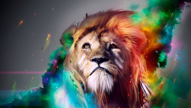 Lion colorful mane rainbow swirls free wallpaper - medium preview image