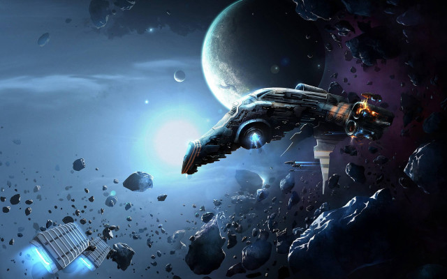 Space station rocky space planet free wallpaper - medium preview image