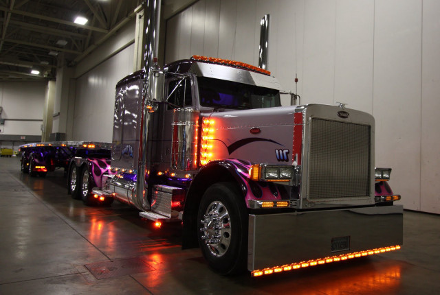 Semi truck bright light warehouse #2 free wallpaper - medium preview image