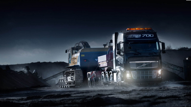 Semi truck dirt road night free wallpaper - medium preview image