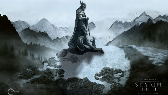 Dragon mountain skyrim hell cloudy free wallpaper - medium preview image
