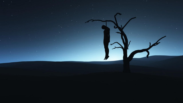 Hanging person night moon mountains free wallpaper - medium preview image