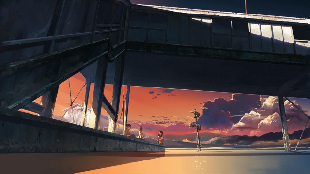 Person standing dock sky background free wallpaper - medium preview image
