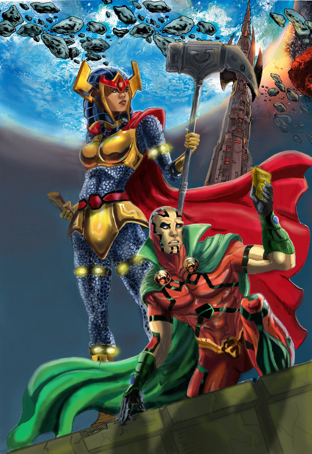 Two people standing on ledge free wallpaper - medium preview image