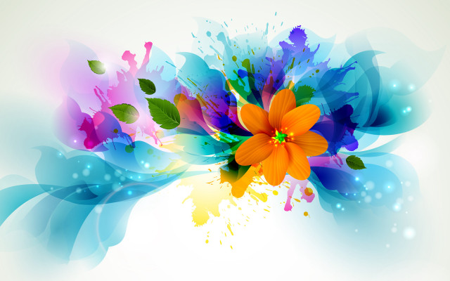 Colorful flower paint splatters petals free wallpaper - medium preview image