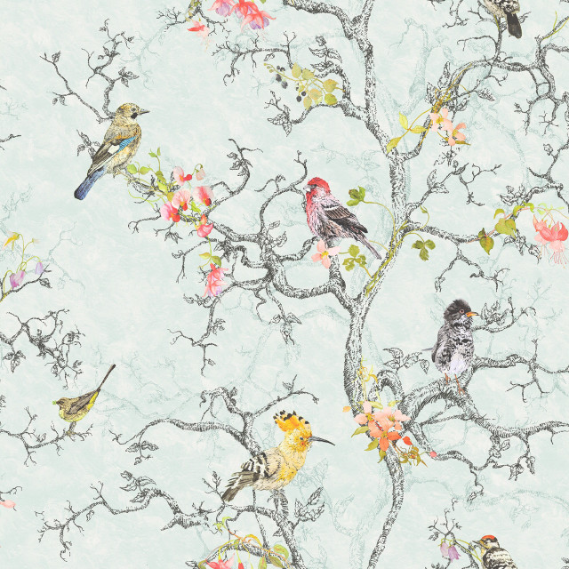 Tree birds flowers branches nature free wallpaper - medium preview image