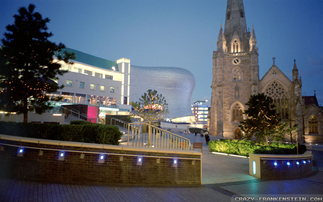 Church clocktower litwalkway nighttime lights free wallpaper - medium preview image