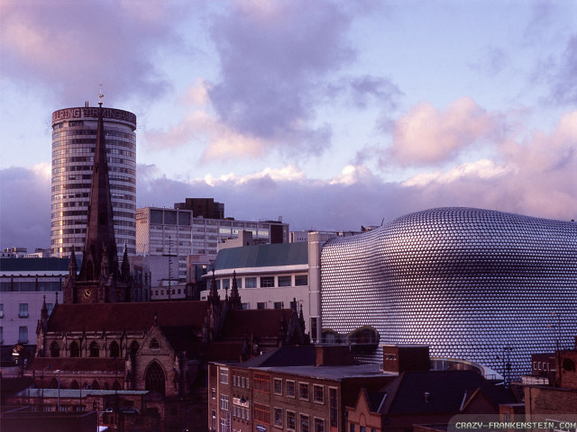 City skyline large buildings round free wallpaper - medium preview image