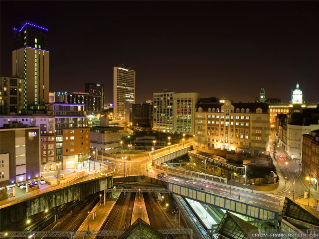 City night train tracks station free wallpaper - medium preview image