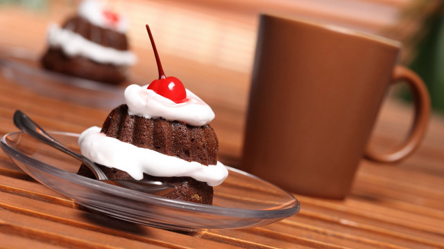 Chocolate dessert cherry whipped cream free wallpaper - medium preview image