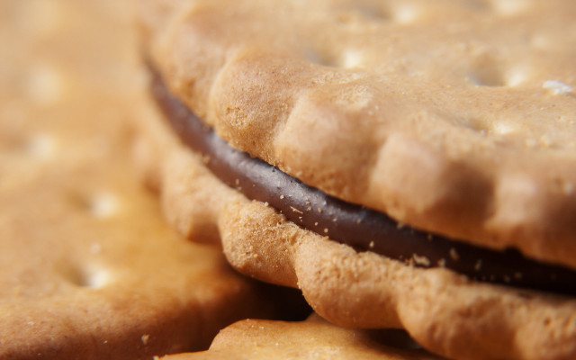 Cookie chocolate frosting closeup side free wallpaper - medium preview image