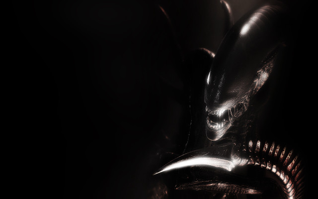 Alien head closeup dark light free wallpaper - medium preview image
