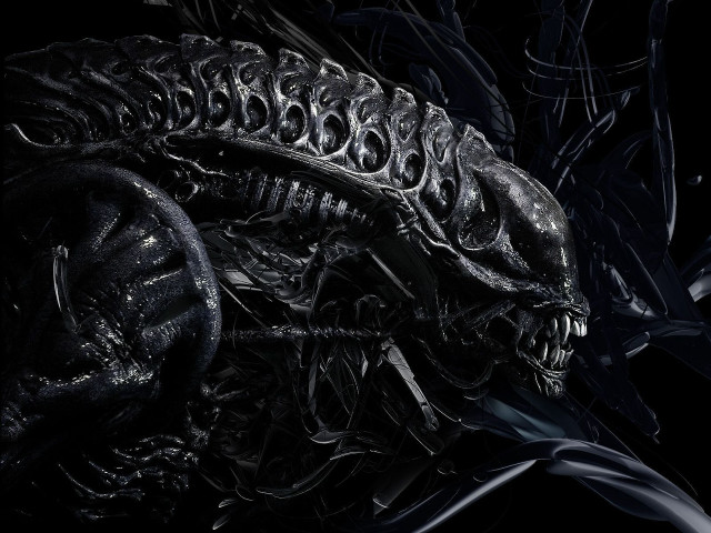 Black alien sharp teeth armor free wallpaper - medium preview image