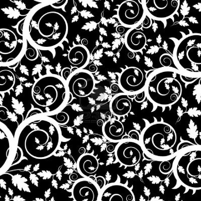 Black white floral background swirls free wallpaper - medium preview image