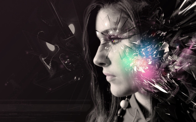 Colorful light woman black background free wallpaper - medium preview image