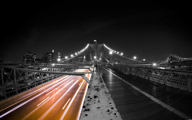 Long exposure bridge night city free wallpaper - medium preview image