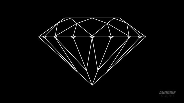 Diamond black background white outline free wallpaper - medium preview image