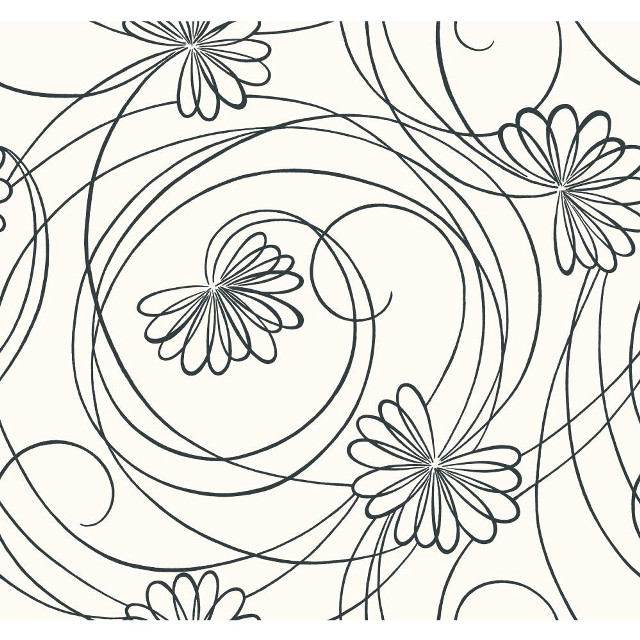 Black white drawing flowers swirls free wallpaper - medium preview image