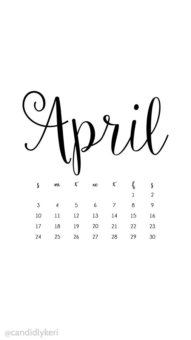 Calendar april black ink white free wallpaper - medium preview image