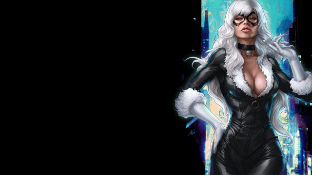 Catwoman glasses bodysuit whitecat digitalart free wallpaper - medium preview image