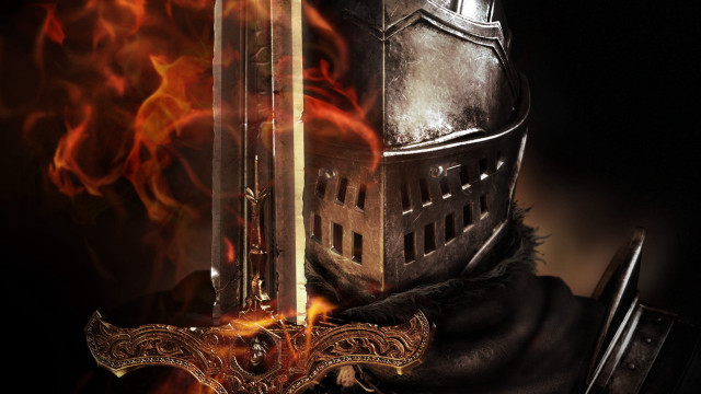 Knight sword helmet fire black free wallpaper - medium preview image