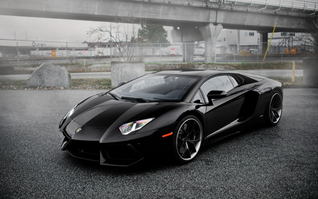 Black sports car bridge foggy free wallpaper - medium preview image