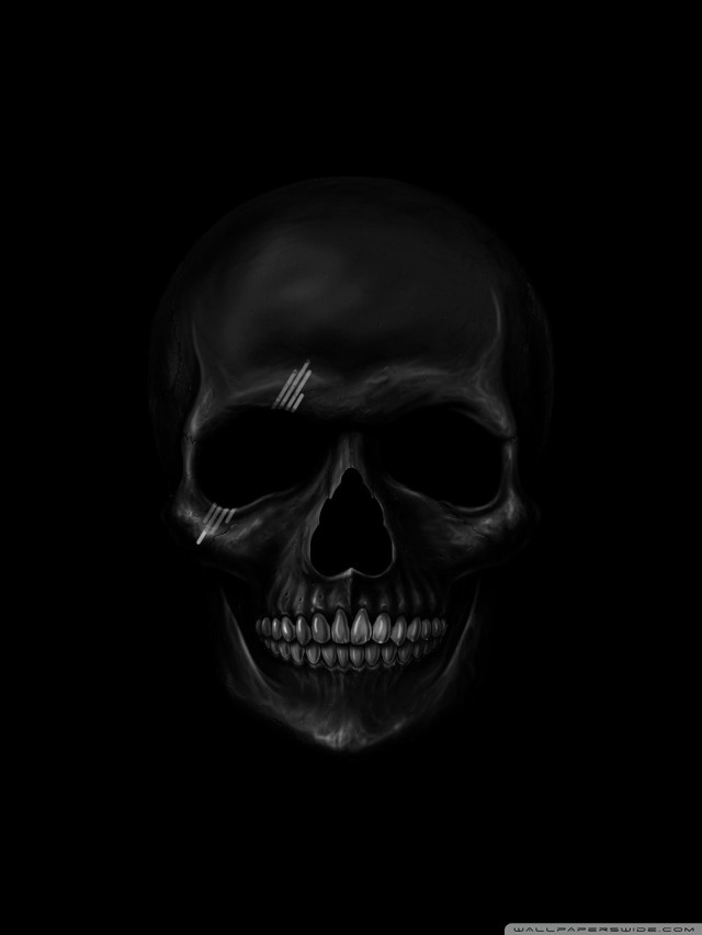 Skull black white cigarette dark #2 free wallpaper - medium preview image