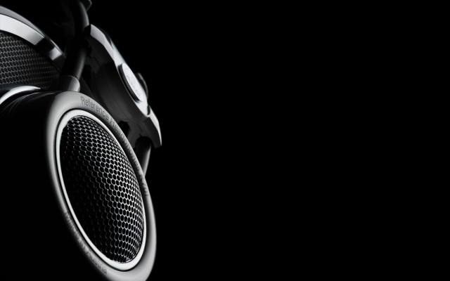 Headphones closeup black background white #2 free wallpaper - medium preview image
