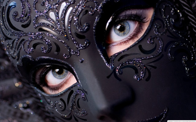 Close up black mask blue free wallpaper - medium preview image