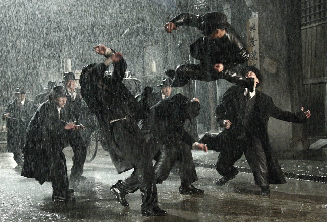 Men suits hats dancing rain free wallpaper - medium preview image