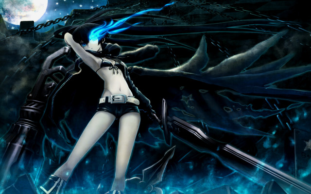 Woman black white blue hair free wallpaper - medium preview image