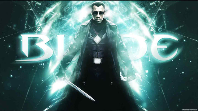 Man black suit sunglasses sword free wallpaper - medium preview image