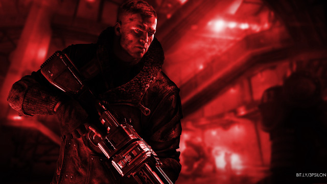 Man red room gun machine free wallpaper - medium preview image