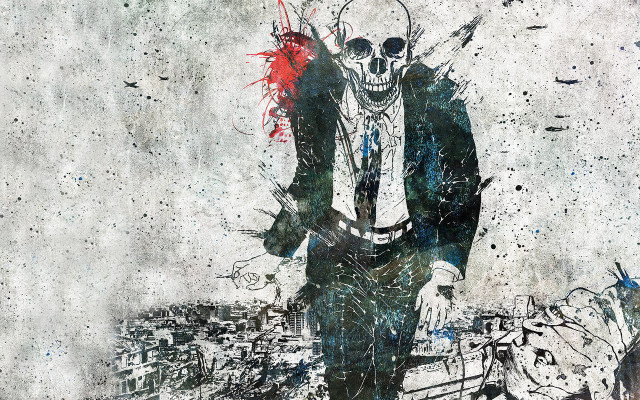 Man skull suit painting artwork #3 free wallpaper - medium preview image